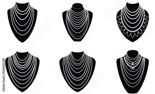 Multi-Layer Necklace silhouette vector