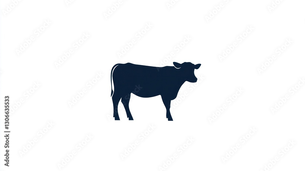 Obraz premium Cow silhouette, farm animal, white background, agriculture (1)
