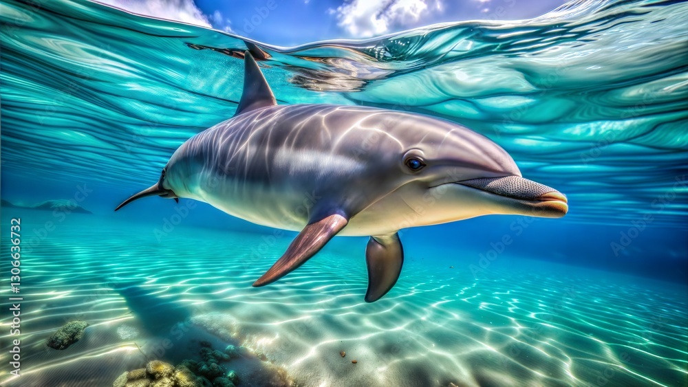 Fototapeta premium Graceful Dolphin Swim.