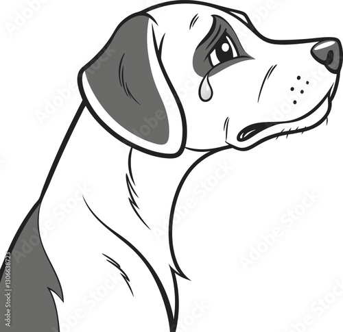 dog, eyes filled with tears