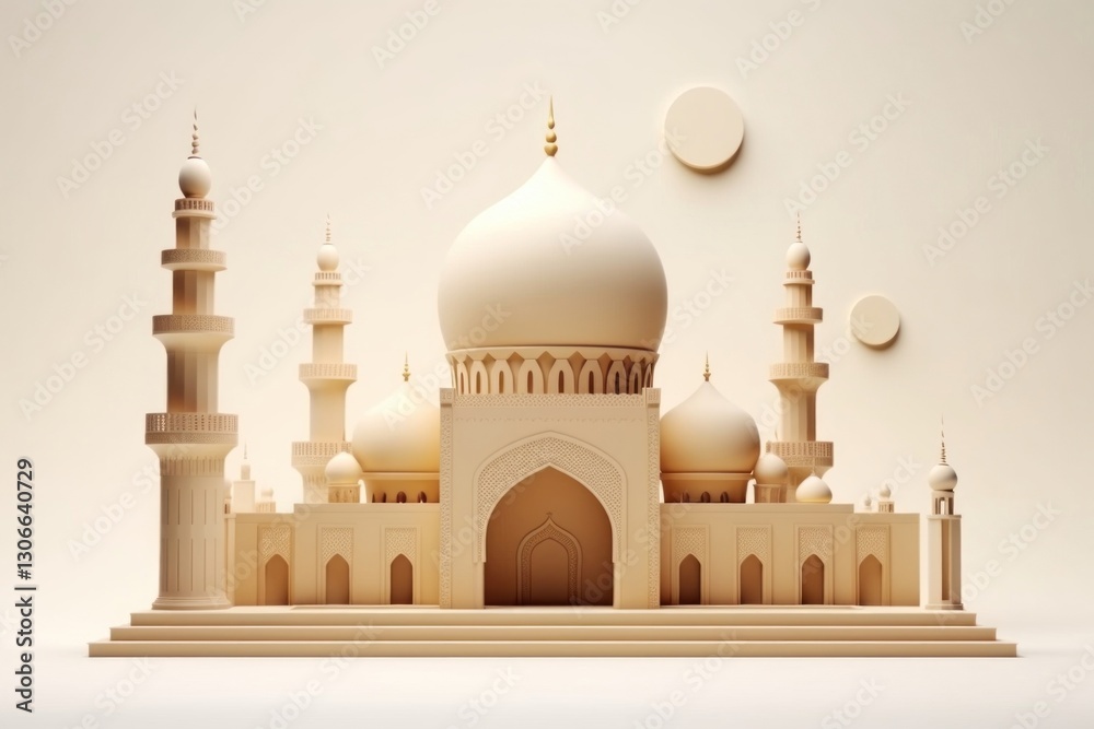 Obraz premium Ramadan architecture calligraphy crescent.
