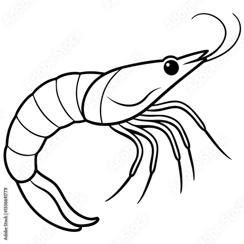 Abstract Shrimp Art One-Line Vector