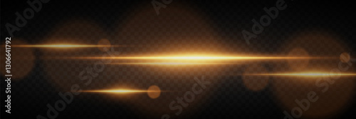 Golden highlights of light, horizontal line of glare.