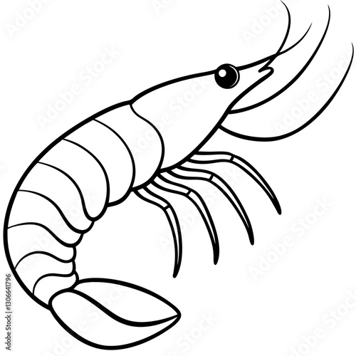 Abstract Shrimp Art One-Line Vector