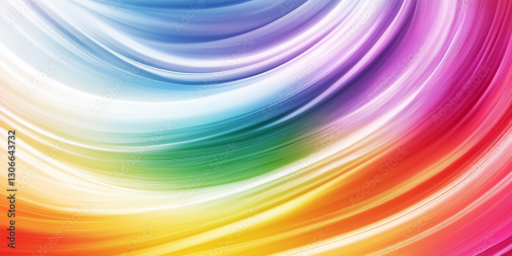 Obraz premium Vibrant Rainbow Swirl Abstract Background Design Texture Image art wave lines style vivid colors 