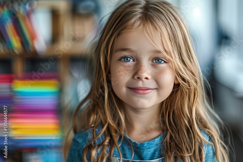 portrait of a joyful blonde-haired girl