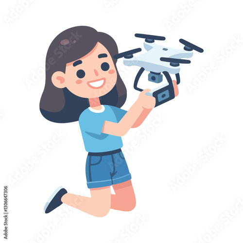 vector of people with their drones