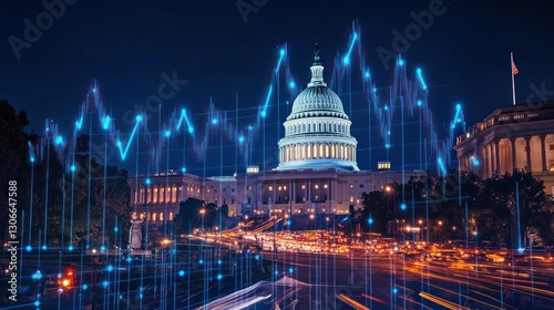 US Capitol for Night, Economic Growth Chart.