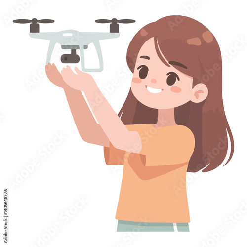 vector of people with their drones