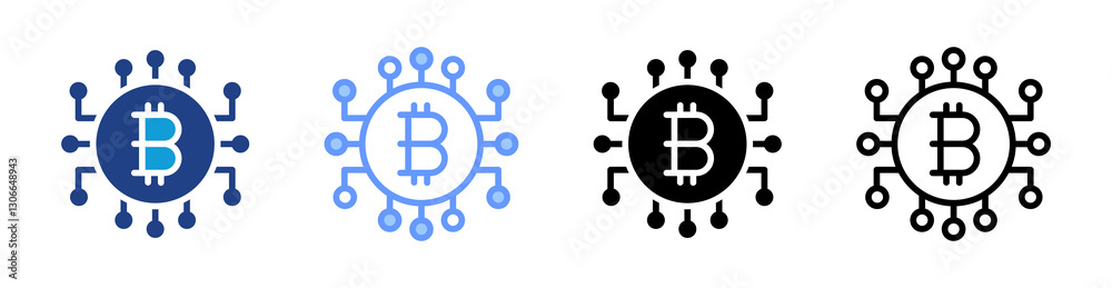 Cryptocurrency icon set multiple style collection Cryptocurrency icon set multiple style collection