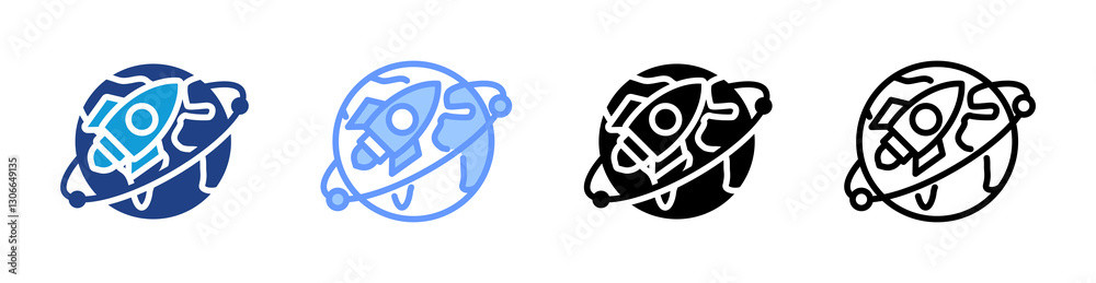 Fototapeta premium Space Exploration icon set multiple style collection