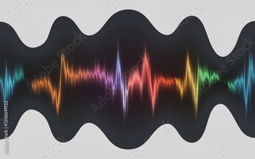 Colorful audio waveforms on dark background photo