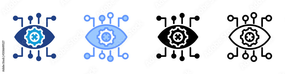 Machine Vision icon set multiple style collection