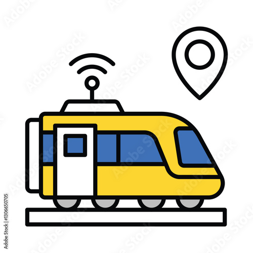 Self driving train vector filled outline icon. EPS 10 file
