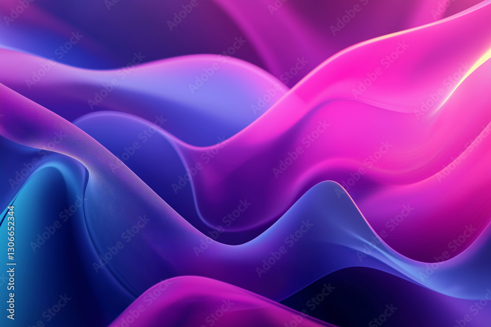 Abstract Purple Blue Gradient Waves Flowing Dynamic Digital Art Background color image style curve  