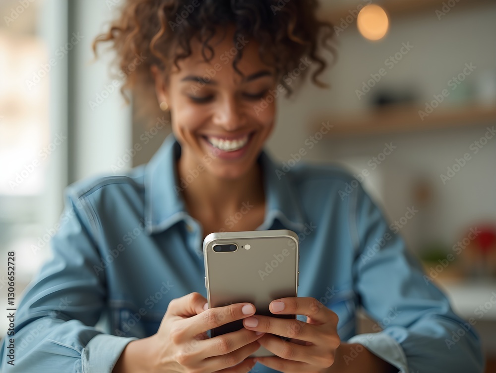 A smiling woman using a secure mobile banking app on her phone to pay a bill. AI generate A smiling woman using a secure mobile banking app on her phone to pay a bill. AI generate