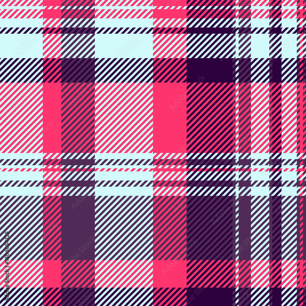 Greeting card check seamless pattern, underwear plaid fabric vector. Content texture textile tartan background in light and red colors. Greeting card check seamless pattern, underwear plaid fabric vector. Content texture textile tartan background in light and red colors.