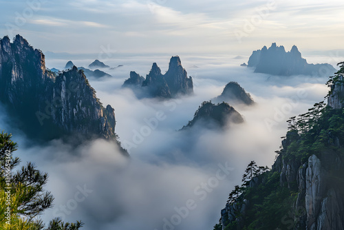 Misty Mountain Peaks, Sunrise Viewpoint, China