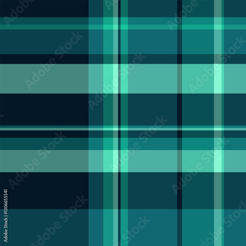 Crossed texture tartan pattern, colour background plaid textile. Japanese fabric check seamless vector in teal and cyan colors.