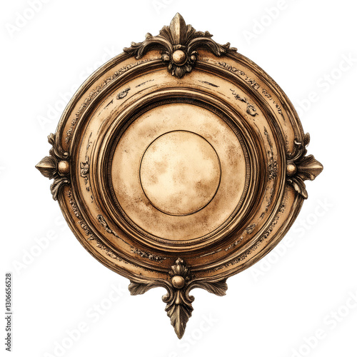 Gold Antique Circular Frame with Decorative Flourishes