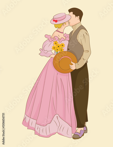 Beautiful bride and groom sharing a kiss in a Pink style