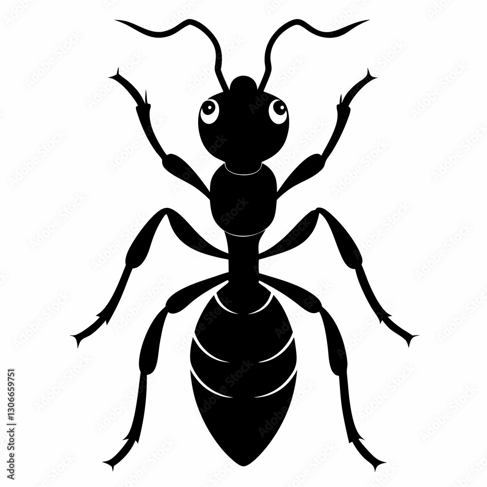 Black Ant Silhouette Vector Design on Clean White Canvas Black Ant Silhouette Vector Design on Clean White Canvas