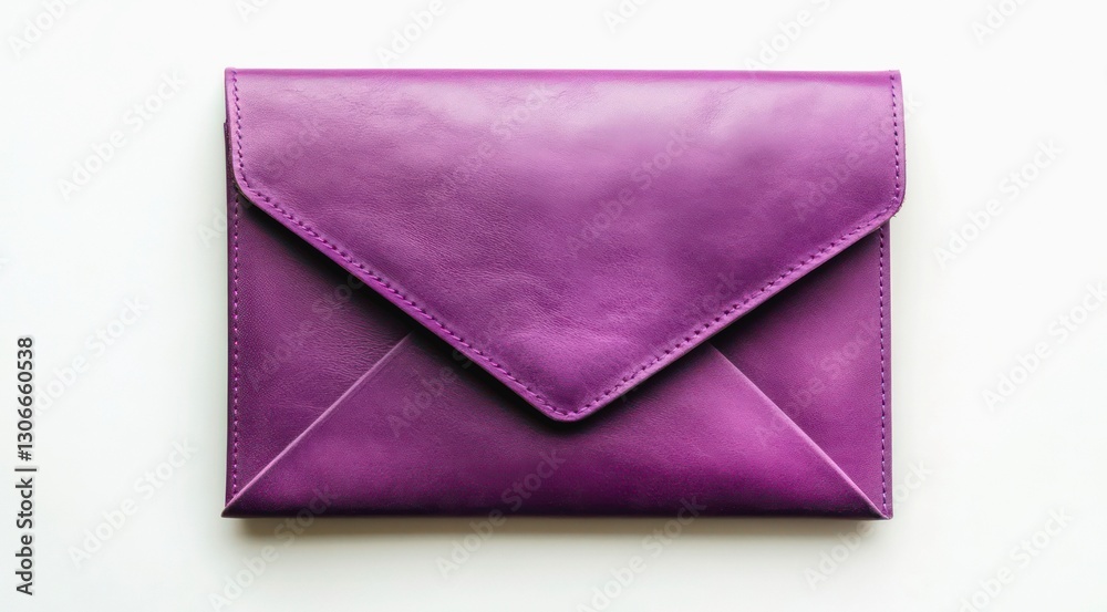Envelope shape purple leather handbag isolated on white background. Envelope shape purple leather handbag isolated on white background.