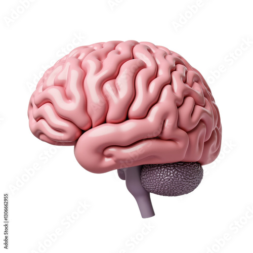 Human Brain Rendering Showcasing Convoluted Surface and Cerebellum