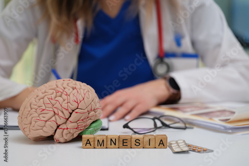 This is a thoughtprovoking image that explores the complex and intriguing theme of amnesia in a medical context