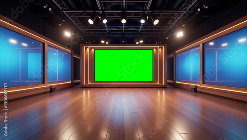 News Studio, Backdrop For TV Shows .TV On Wall.3D Virtual News Studio Background, 3d illustration