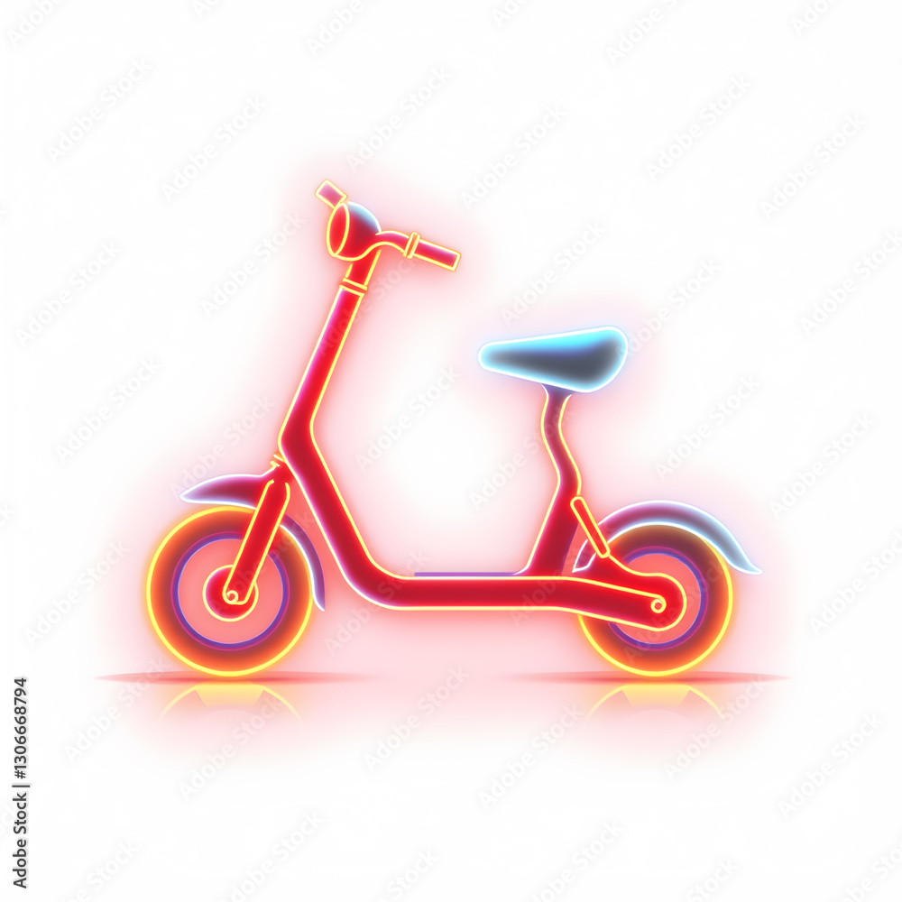 Scooter holographic 3D icon. neon symbol vector illustration isolated on white background. Generative AI Scooter holographic 3D icon. neon symbol vector illustration isolated on white background. Generative AI