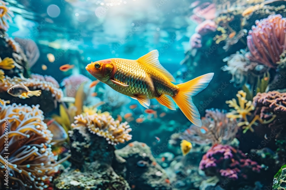 Vibrant coral reef with exotic fish. Underwater scene with colorful fish swimming among corals. Vibrant coral reef with exotic fish. Underwater scene with colorful fish swimming among corals.