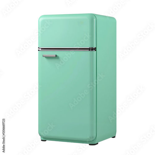 Mint-Green Retro Mini-Fridge with Two-Door Design