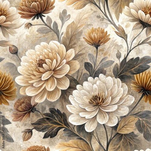 Seamless Floral Design Art Studio Digital Artwork Natural Setting Close-Up Inspiration