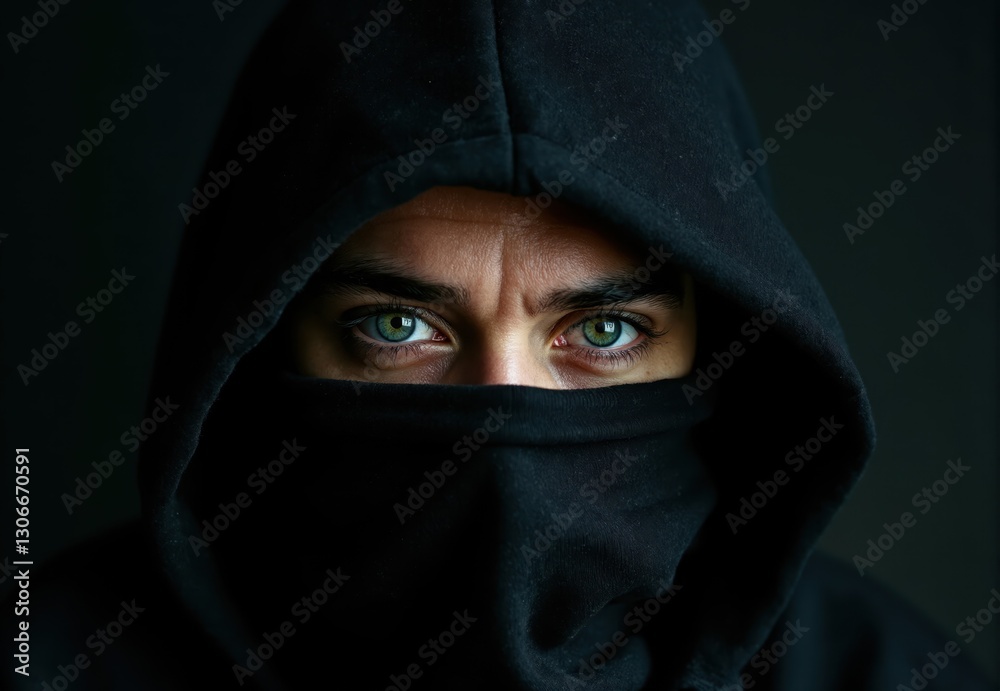 Close-up Portrait of a Person in a Dark Hooded Sweatshirt Close-up Portrait of a Person in a Dark Hooded Sweatshirt
