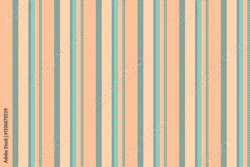 Seasonal stripe textile lines, sexual vector vertical pattern. Handmade fabric background texture seamless in orange and cyan colors.