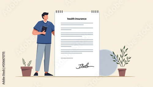 Comprehensive Employee Benefits Package Vector Art Health Insurance Agreement Illustration for Corporate Wellness and Business HR Resources Promoting Staff Security and Wellbeing