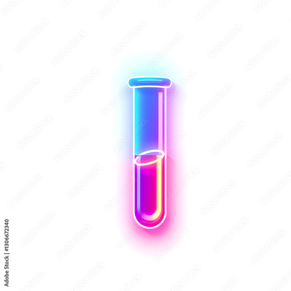 Scientist test tube holographic 3D icon. neon symbol vector illustration isolated on white background. Generative AI Scientist test tube holographic 3D icon. neon symbol vector illustration isolated on white background. Generative AI