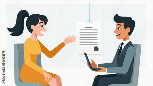 Business Meeting Success Modern Online Partnership Agreement between Confident Businesswoman and Businessman Smiling Discussing Collaboration Opportunity for Corporate Growth