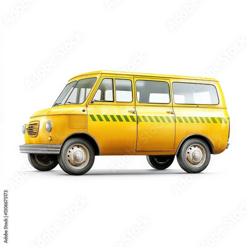 Yellow Taxi Van: Cartoon Car for Urban Public Transport and Road Trips Isolated on white background