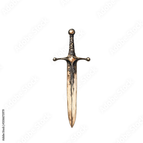 Ornate Bronze-Toned Dagger Showcasing Decorative Detailing