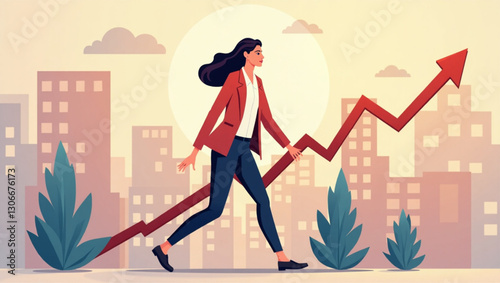 Empowered Businesswoman Strategizing Global Expansion Joyful Leader Presenting Growth Charts in Modern Office Success and Determination in International Markets