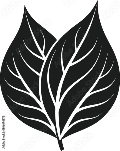 Twin Leaf Silhouette - Eco-Friendly Nature Vector Illustration