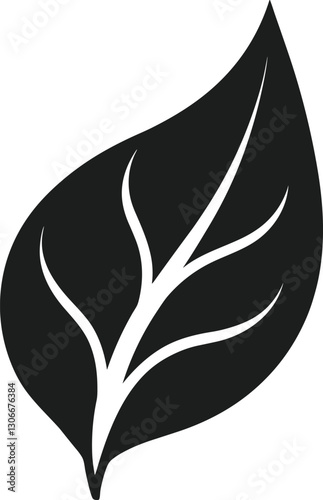 Elegant Leaf Silhouette - Minimalist Botanical Vector Illustration