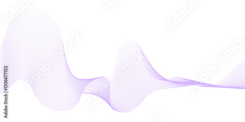 Undulate Purple Wave Swirl, frequency sound wave, twisted curve lines with blend effect. Technology, data science, geometric border. Isolated on white background. Vector illustration.