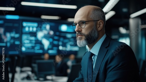 Wallpaper Mural Serious Businessman with Beard in Modern Office Environment Torontodigital.ca