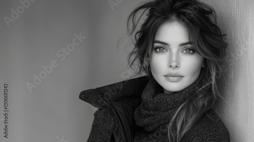 a stylish woman poses confidently with a jacket over her shoulder in a black and white photograph highlighting trendy minimalist and elegant fashion