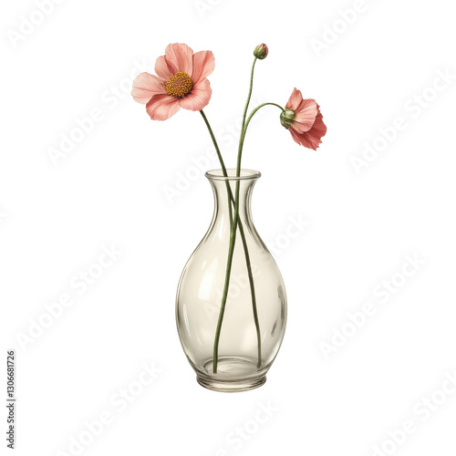Pink Flowers in Glass Vase Displaying Elegance