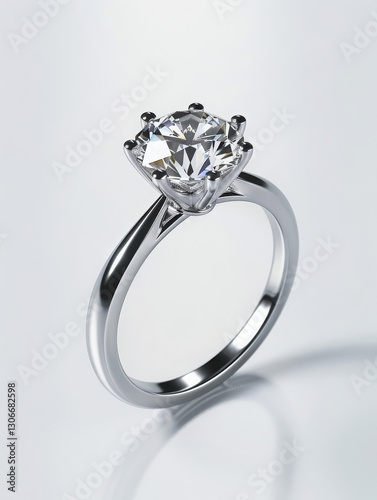 A sparkling diamond engagement ring set on a sleek silver band, symbolizing love and commitment.