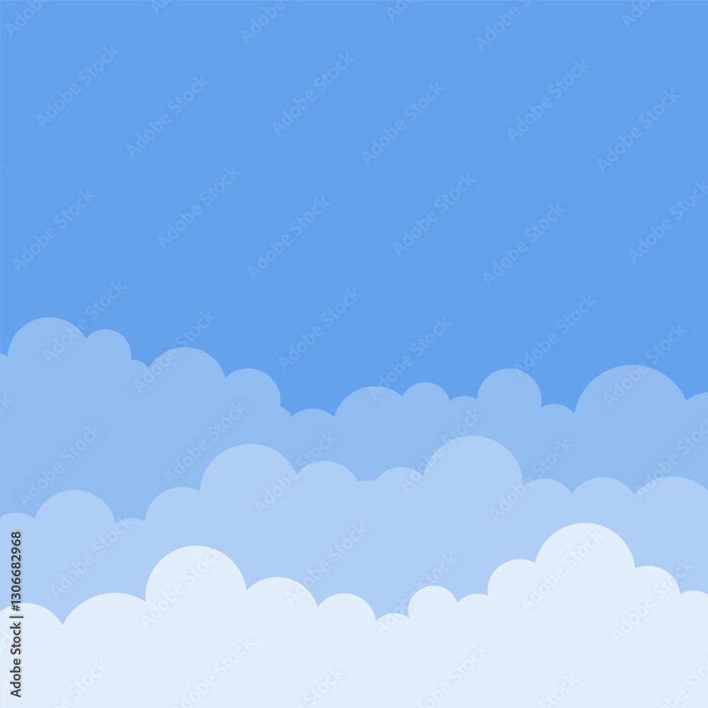 Cartoon sky background with clouds. Square content background blue sky. Cartoon sky background with clouds. Square content background blue sky.